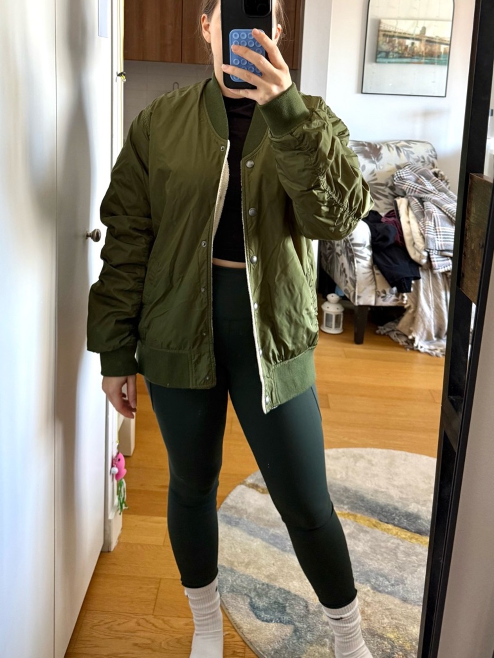 Olive Green Bomber Jacket - Women